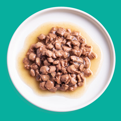 Natvoer voor katten in saus met stukjes kalkoen en kip Edgard & Cooper 85 g