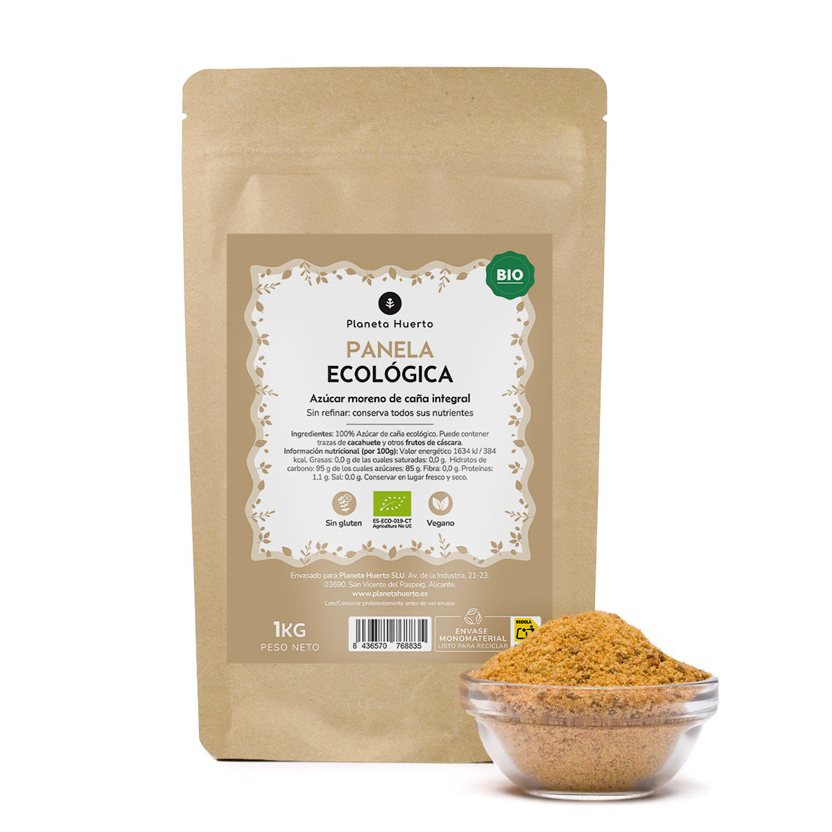 Förpackning 2 x ECO Planeta Huerto Panela Socker 1 kg