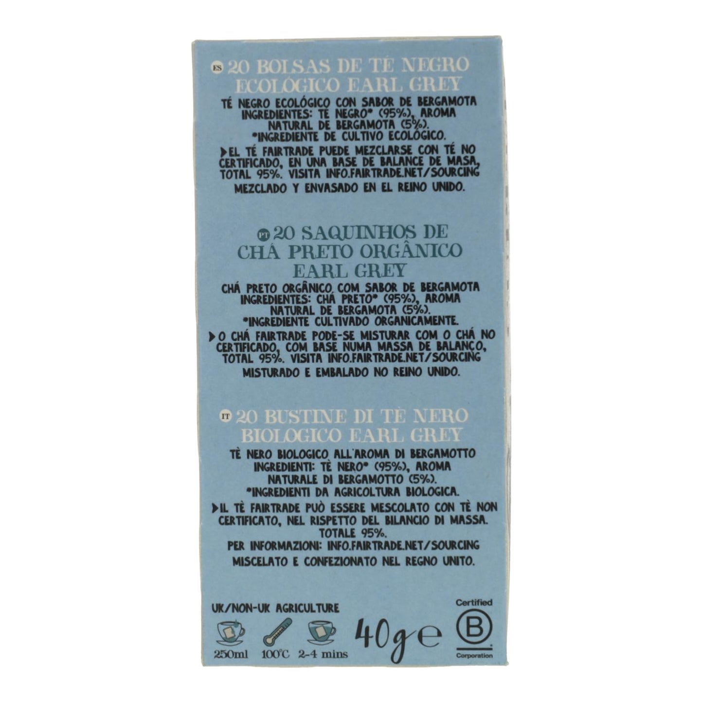 Tè nero Earl Grey Bio Cupper 20 bustine