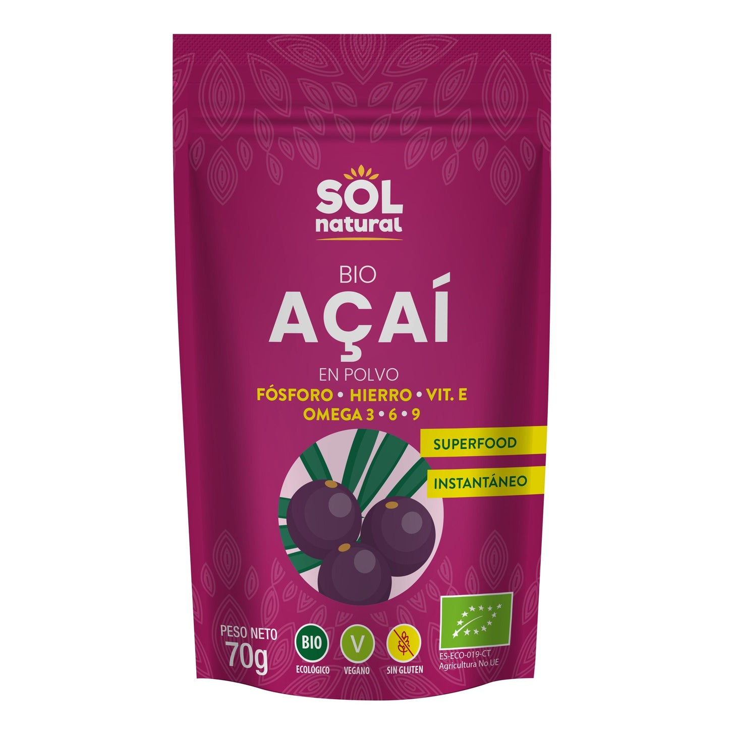 Poudre d'açaï bio Sol Natural 70 g