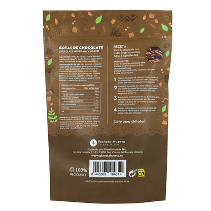 Gouttes de chocolat 85% de cacao ECO Planeta Huerto 200 g