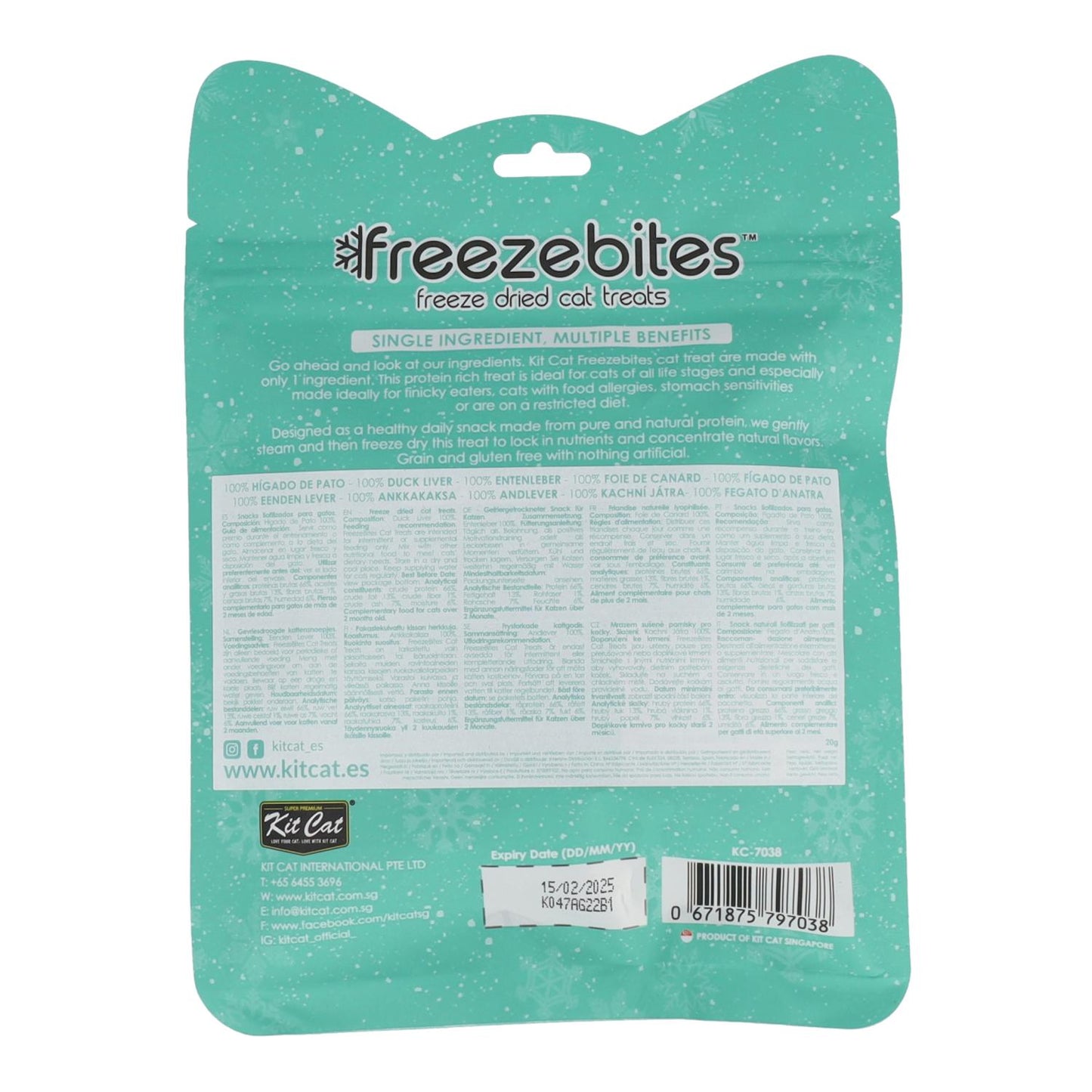 Kit Cat FreezeBites – Entenleber 20 g Natürlicher gefriergetrockneter Snack für Katzen