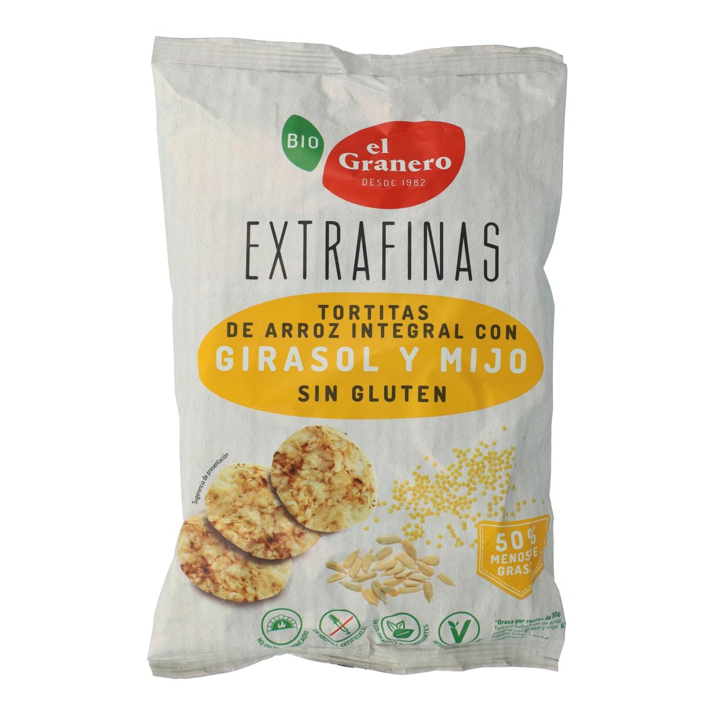 Crêpes extra-fines au riz complet et graines de tournesol BIO sans gluten El Granero 60 g