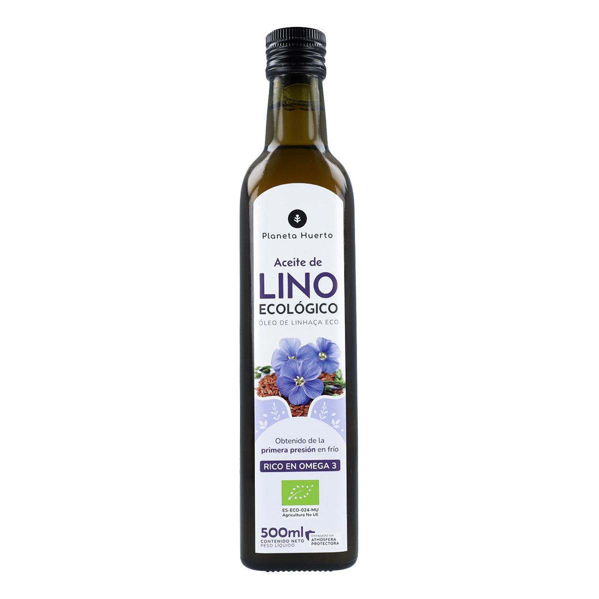 Confezione da 3 oli di lino spremuto a freddo ECO Planeta Huerto 500 ml