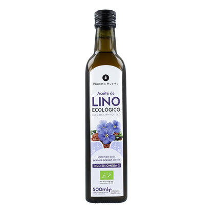 Confezione da 3 oli di lino spremuto a freddo ECO Planeta Huerto 500 ml
