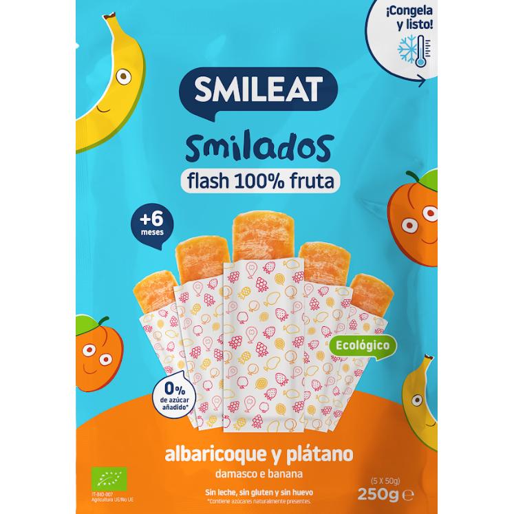 SMILADO ekologisk aprikos- och banan, barnglass 100 % frukt SMILEAT