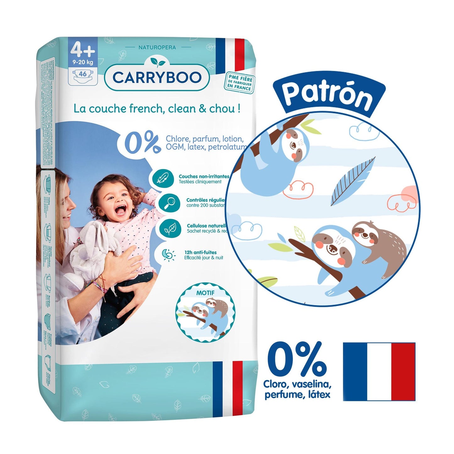 CARRYBOO - Ekologiska blöjor T4+ (9-20 kg) - Jumbo 46 blöjor