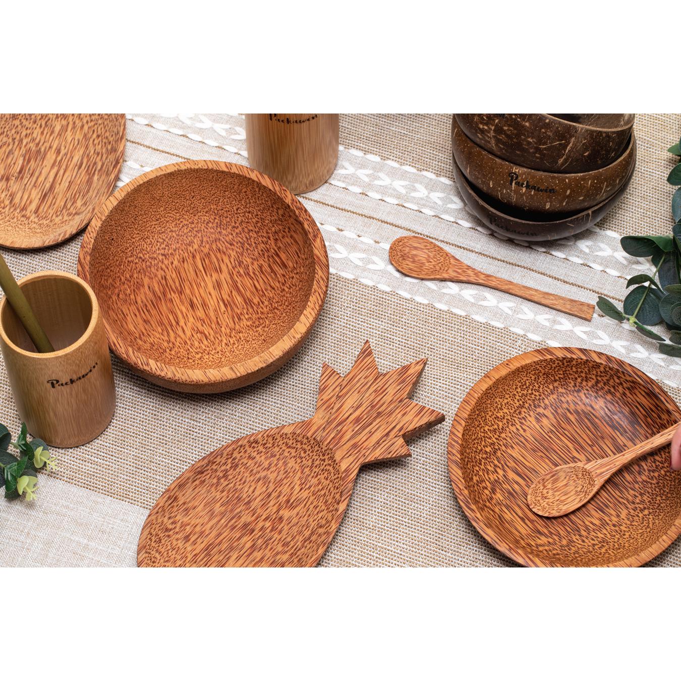 Drewniany talerz z kokosa w kształcie ananasa 25 x 11 cm