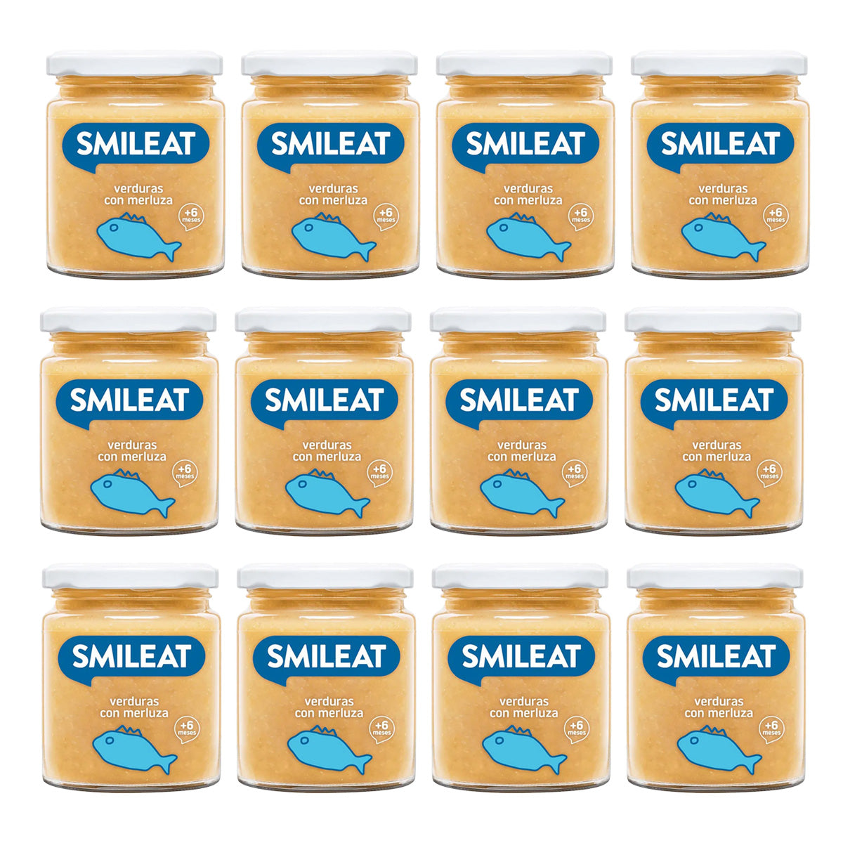 Pack of 12 Organic Vegetable and Hake Jars +6 months Smileat 230g