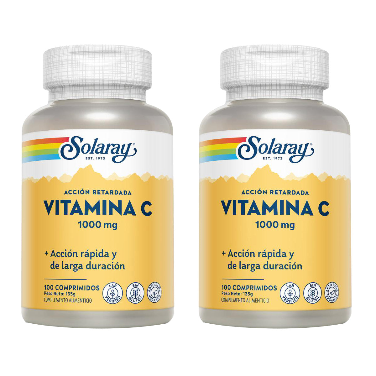 Pack of 2x Vit. C 1000 Mg. A/R Solaray 100 tablets