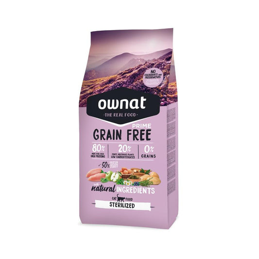 Croquettes Ownat Grain Free Prime Sterilized pour chats stérilisés 3 kg