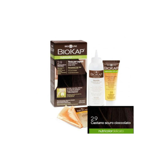 Delicato Dye 2.90 Biokap Dark Chocolate Brown Hair Dye 140 ml