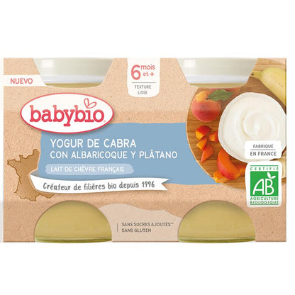 Ekologisk getmjölksyoghurt med aprikos och banan Babybio 2x130 g
