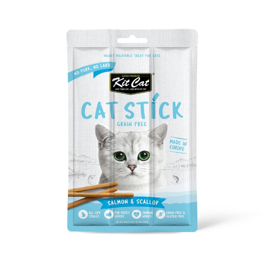 Kit Cat Cat Stick – Lachs & Jakobsmuscheln 15 g Halbfeuchter Snack für Katzen