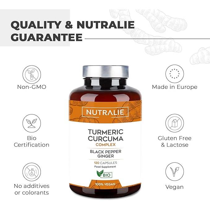 Nutralie Complexe curcuma + gingembre et poivre noir bio 120 gélules