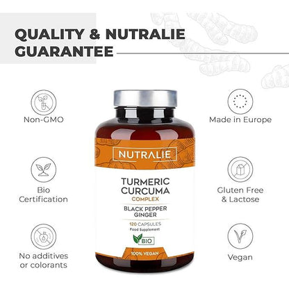 Nutralie Complexe curcuma + gingembre et poivre noir bio 120 gélules