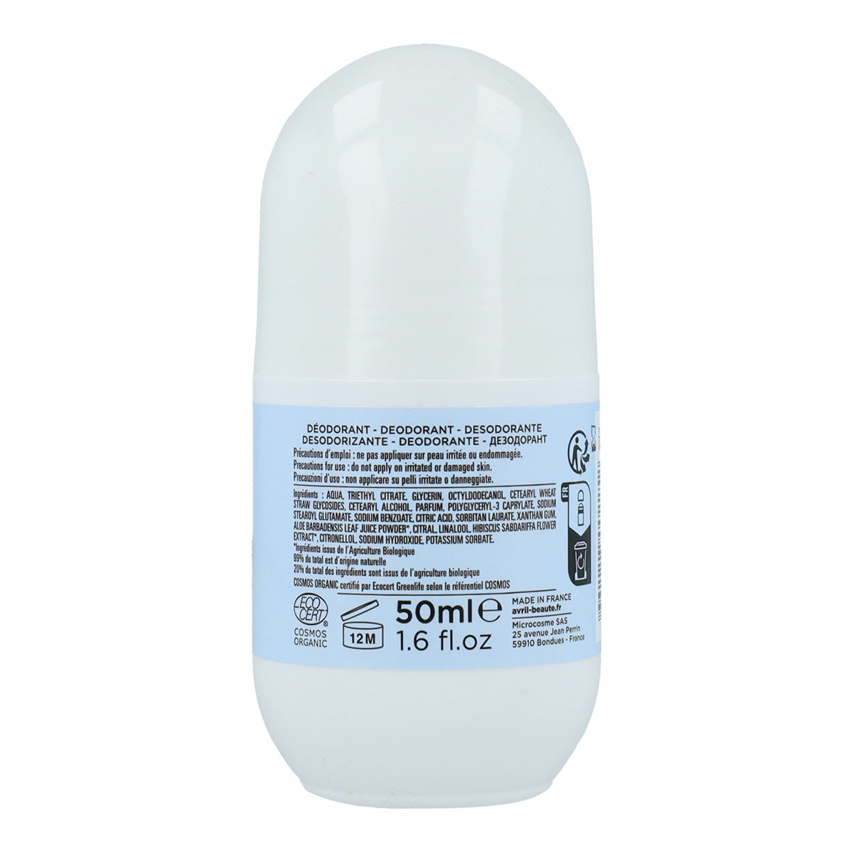 Organiczny dezodorant w kulce, Avril, 50 ml