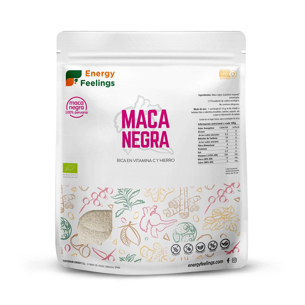 Pack of 2x Organic Black Maca Powder Energy Feelings 1 kg