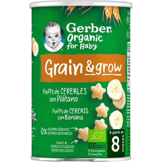 Biologische snack van tarwe en rijst met banaan Gerber Organic 35 g GERBER Organic Tarwe en rijst met banaan