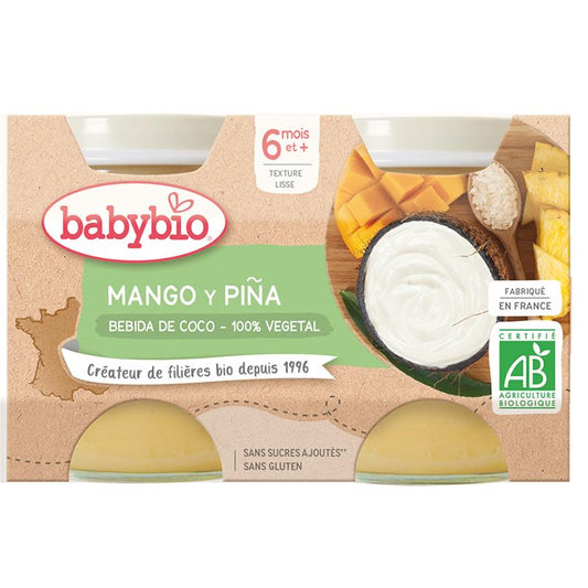 Pflanzlicher Joghurt Mango, Ananas und Kokosnussgetränk 2x130 g, Babybio