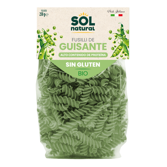 Glutenfreie Bio-Erbsenfusilli Sol Natural 250 g