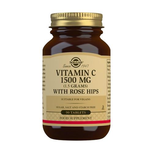Rose Hips Vitamina C con rosa canina 1500 mg, 90 compresse.