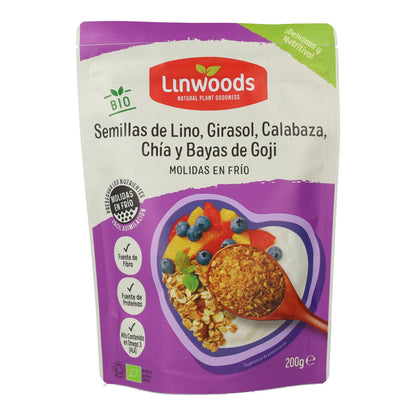 Mélange biologique de graines de lin moulues, de tournesol, de courge, de chia et de baies de goji - Linwoods 425 g