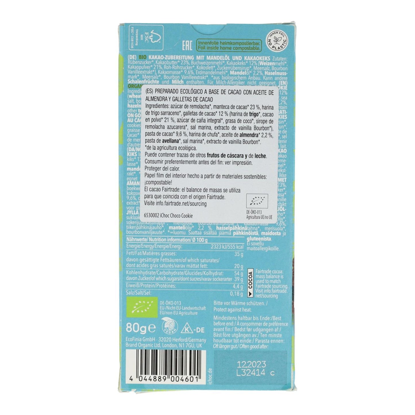 ichoc Vegan Chocolate Bar with Cocoa Nibs 80 g