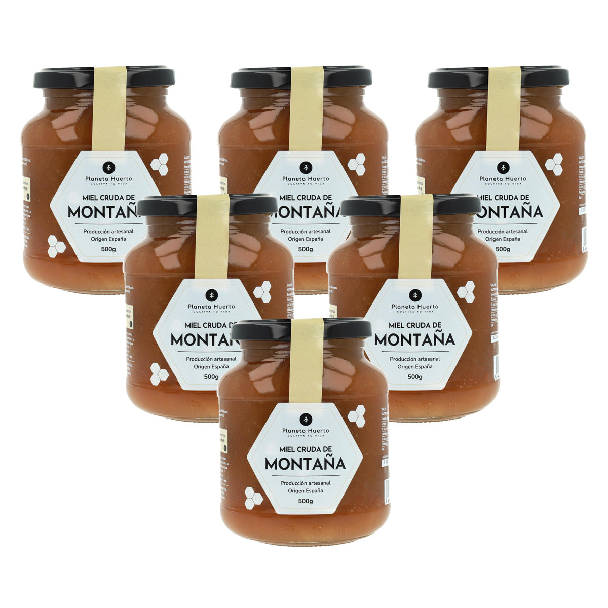 Pack 6x Miel Cruda de Montaña Planeta Huerto 500 g