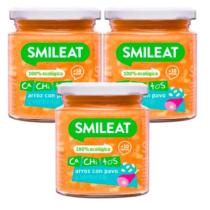 Promo 3 x Organic Rice with Turkey and Vegetables Jars CA CHI TOS Smileat 230g