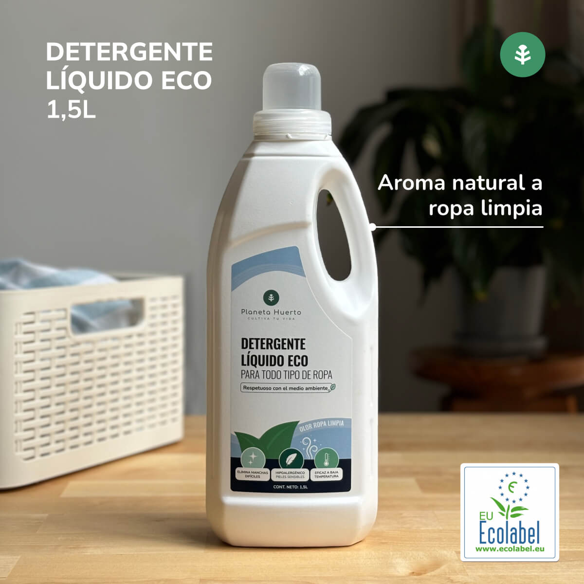 Detergente liquido per bucato ECO Profumo naturale di bucato pulito Planeta Huerto 1,5 Litri