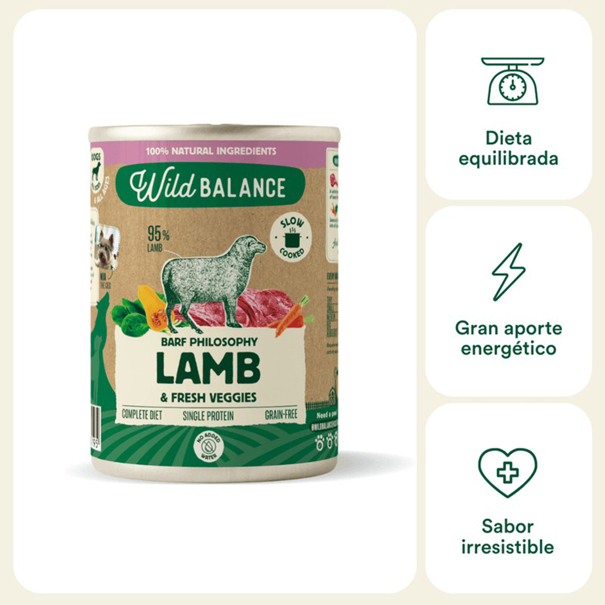Komplettes BARF-Menü mit Lamm für Hunde, Wild Balance, 400 g