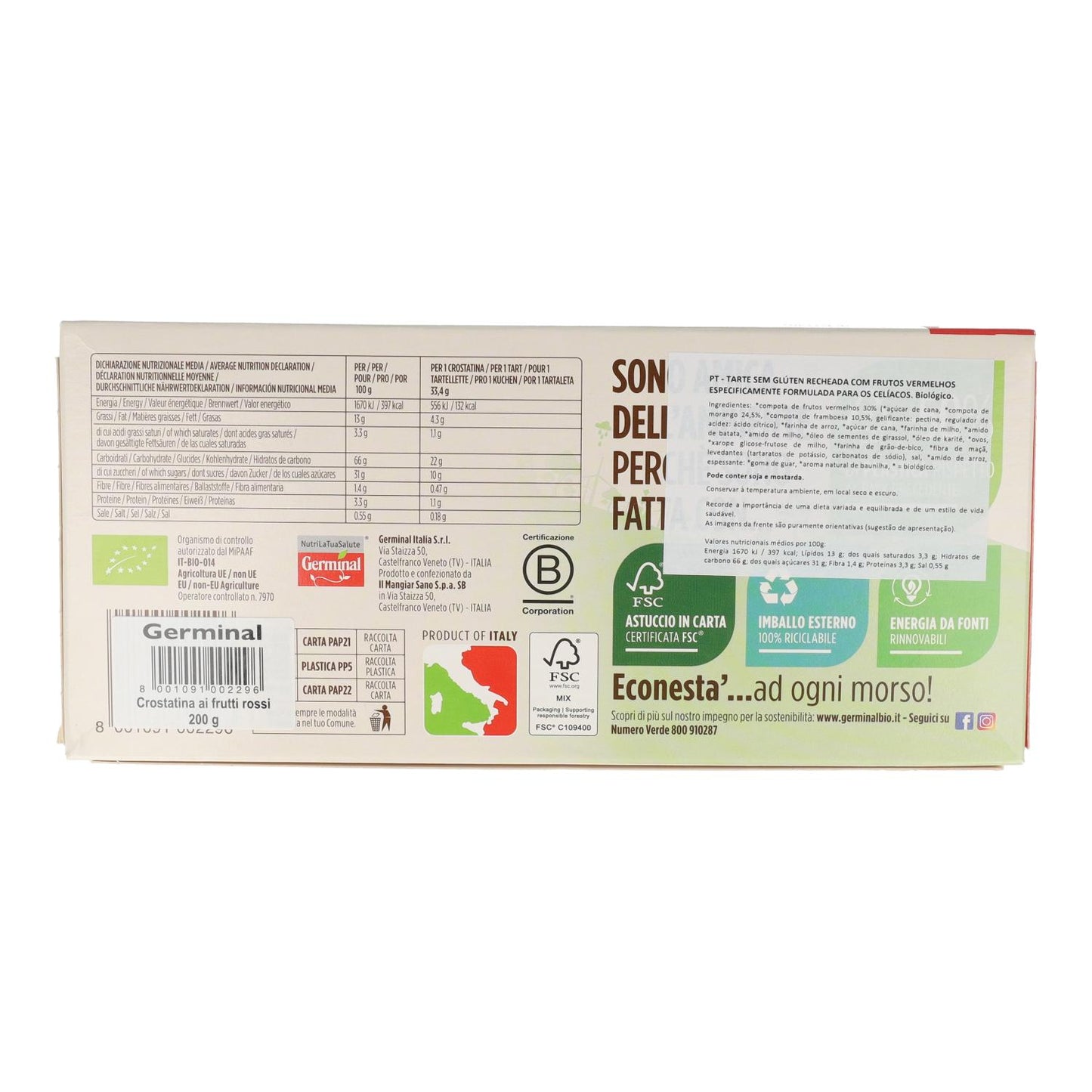 Tartelette aux fruits rouges sans gluten Germinali 200 g