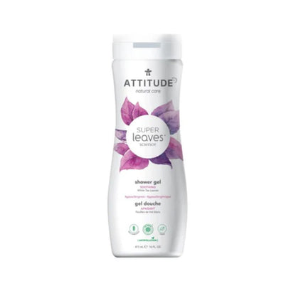 Super leaves Nawilżający żel pod prysznic – liście białej herbaty, Attitude, 473 ml