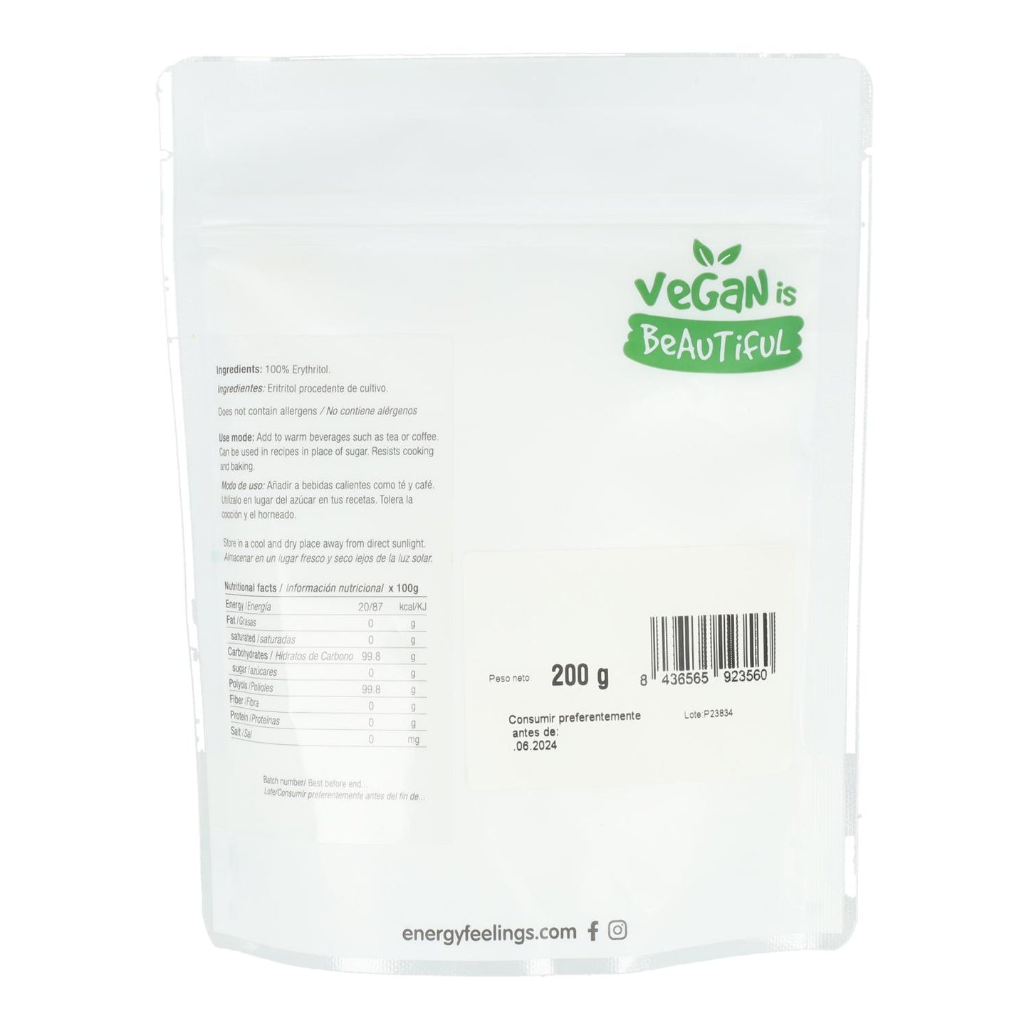 ERITRITOLO in polvere: (200 g) Doypack