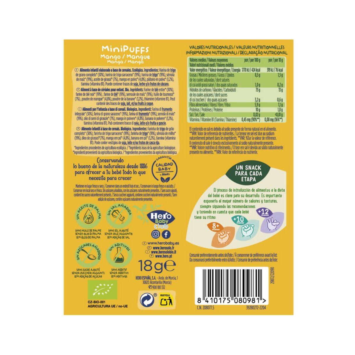 Confezione da 7 snack al mango Eco 18 g - Hero Solo