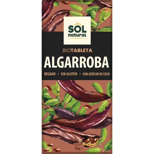 Vegane Schokoladentafel aus Bio-Johannisbrot Sol Natural 70 g