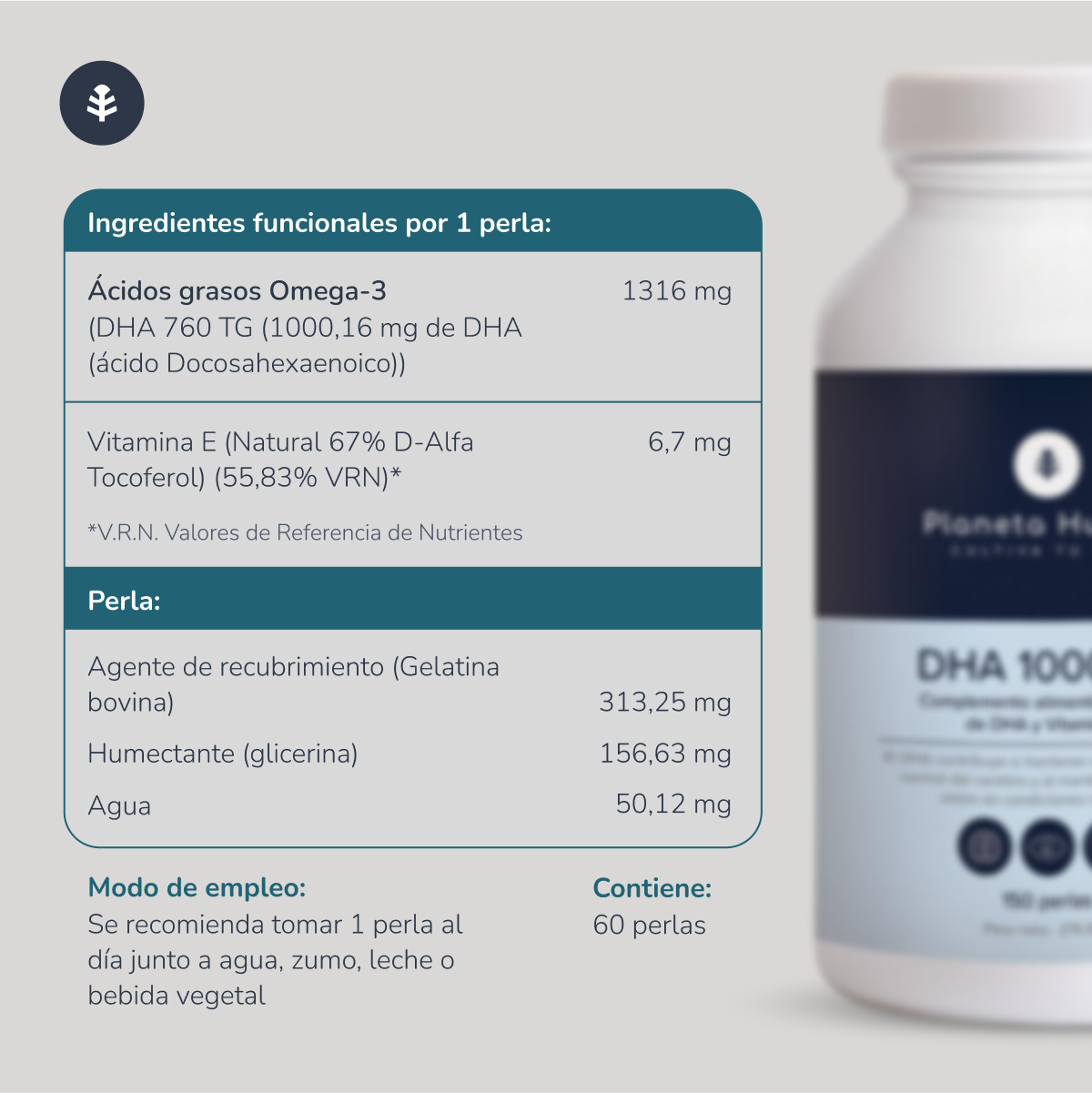 DHA 1000 mg Planeta Huerto 60 pearls
