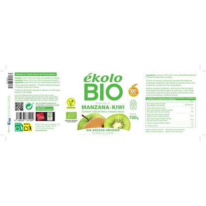 Hergestellt aus Äpfeln und Kiwis aus biologischem Anbau ohne Zuckerzusatz Ékolo 700 g