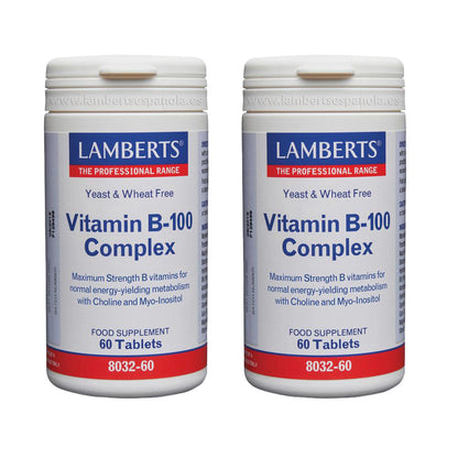 Confezione da 2 complessi vitaminici B-100, Lamberts, 60 compresse