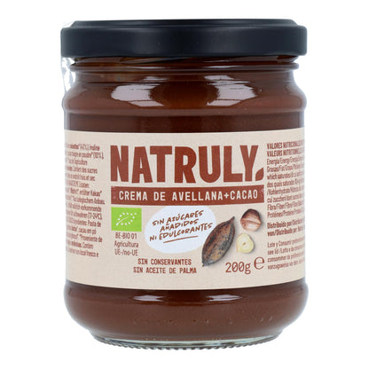 Ekologisk kakao- och hasselnötskräm Natruly 200 g