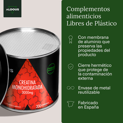 Creatine monohydraat Aldous 3000 mg 200 tabletten
