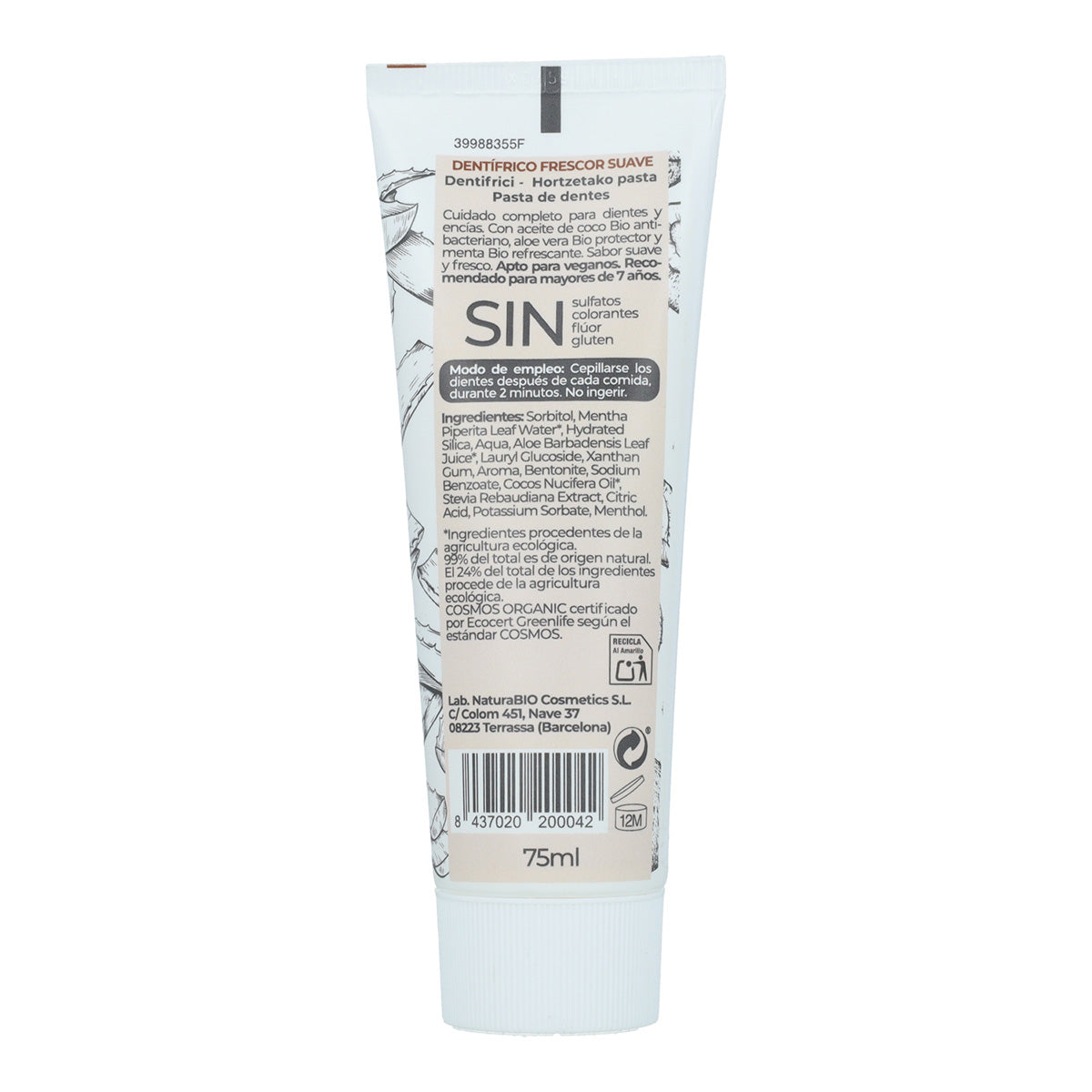 Bio NaturaBio mild freshness toothpaste with aloe vera and coconut 75 ml