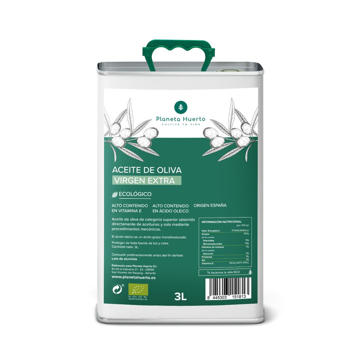 Extra olijfolie van eerste persing ECO Planeta Huerto 3 L