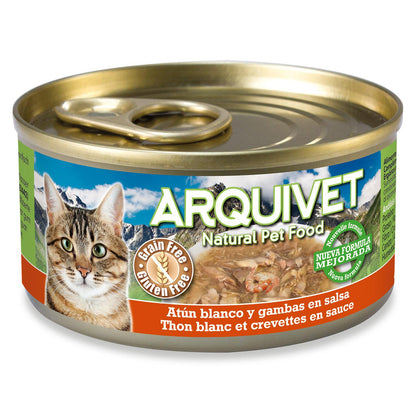 Tonno bianco e gamberetti in salsa Arquivet 80 g Cibo umido per gatti