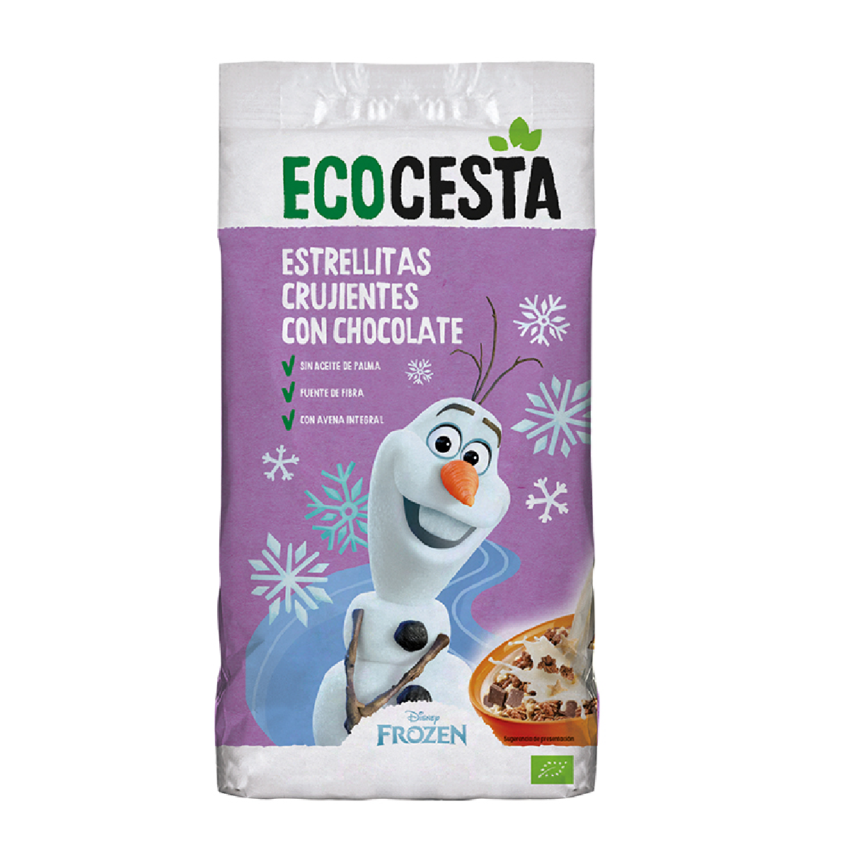 Crunchy Organic Chocolate Cereal Stars KIDS Disney Edition Ecocesta 375 g