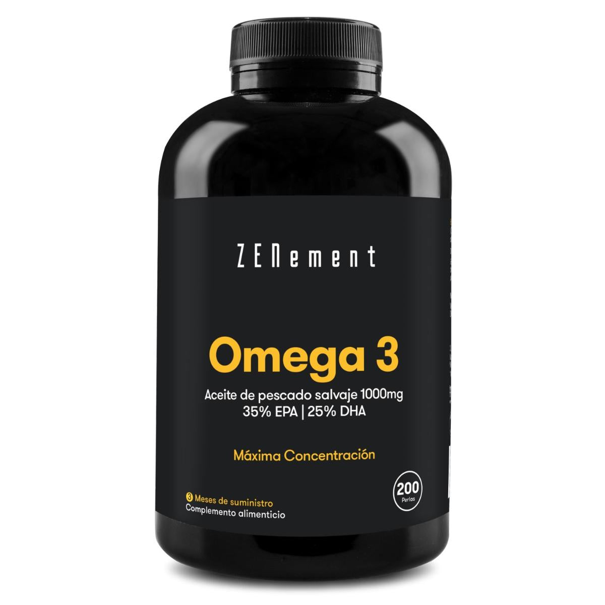 Omega-3 Maximale Konzentration, Wildfischöl 1000 mg | 35 % EPA | 25 % DHA Zenement, 200 Tabletten