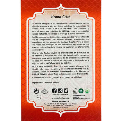 Polvere di henné rame, Radhe Shyam, 100 g
