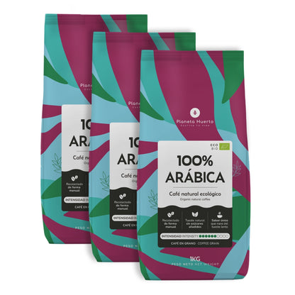 Opakowanie 3x Kawa ziarnista Eco 100% Arabica Planeta Huerto 1 kg