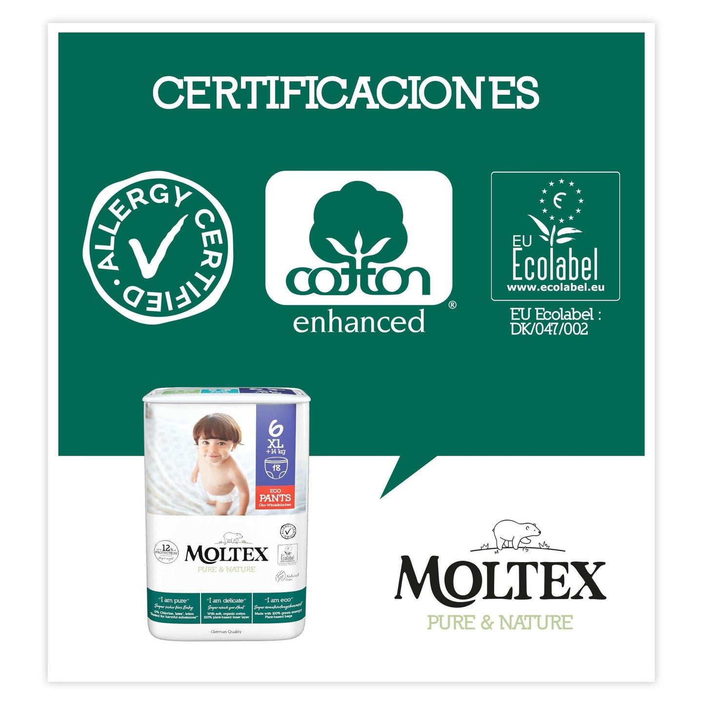 Moltex Pure & Nature T6-blöjor (+14 kg), 18 st